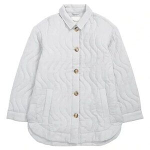 Madewell Quilted Belrose Shirt Jacket in Cool Fog XS